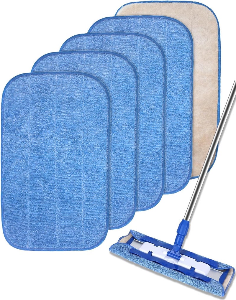 RuannoClean Microfiber Cleaning Cloth Compatible with MR.SIGA Professional Microfiber Mop, Reusable Microfiber Mop Pads Replacement for 15 Inch Cleaning Mop -Double Side Use (5 Pack) - Image 1